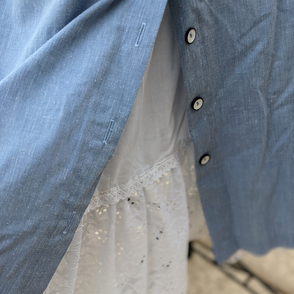 Vintage Carefree Fashions blue button front skirt - Picture 2 of 5